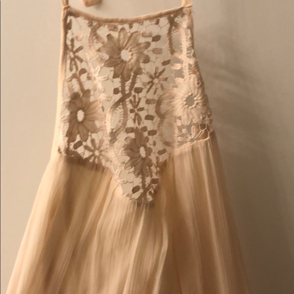 Rose pink lace maxi dress